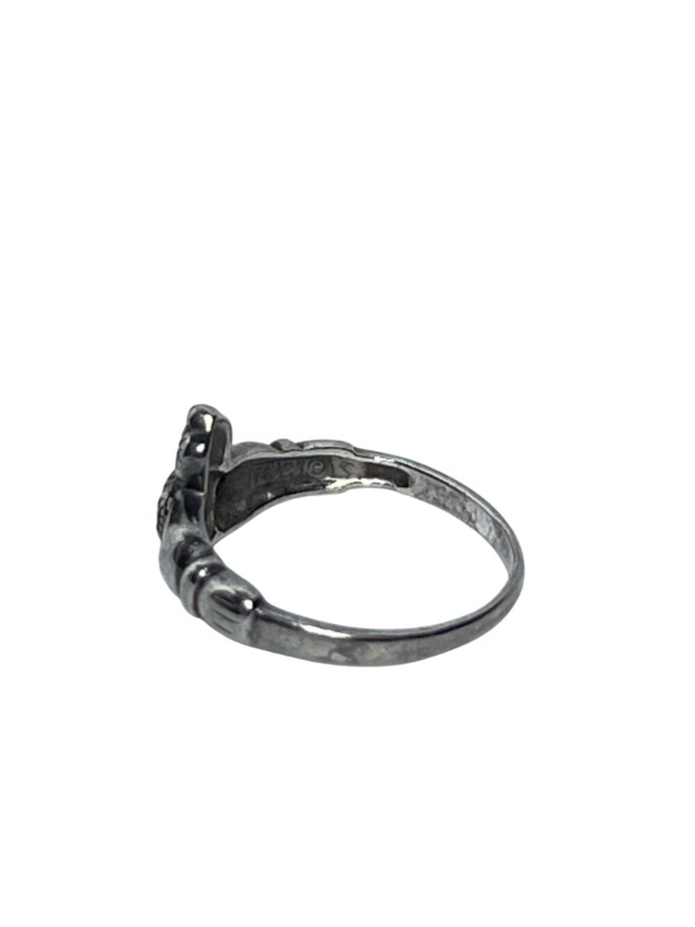 Solvar Sterling Silver And Marcasite Claddagh Ring Size 7.5 (R472) - Picture 6 of 7